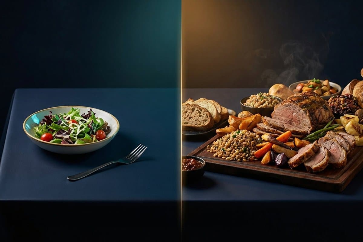 Split comparison of weekday meal vs weekend meal portions